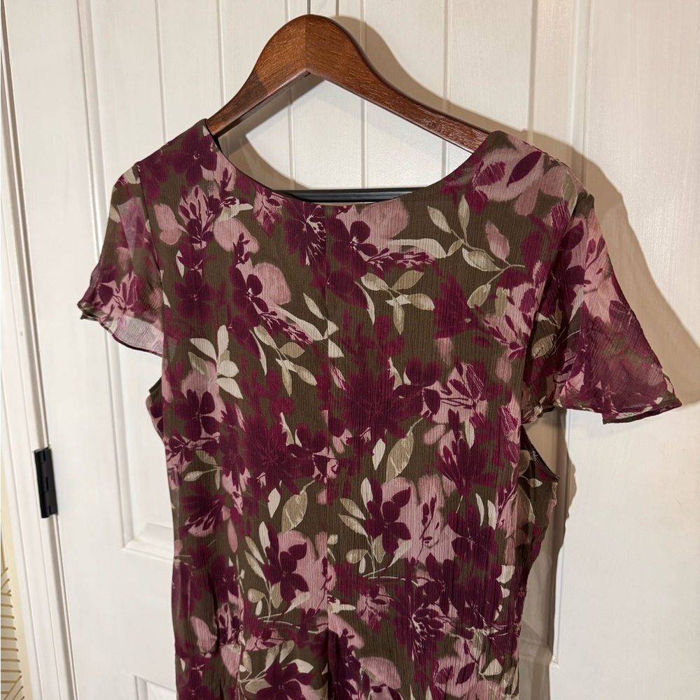 Kate Hill 100% Silk Floral V-Neck Midi Dress - Picture 4 of 8